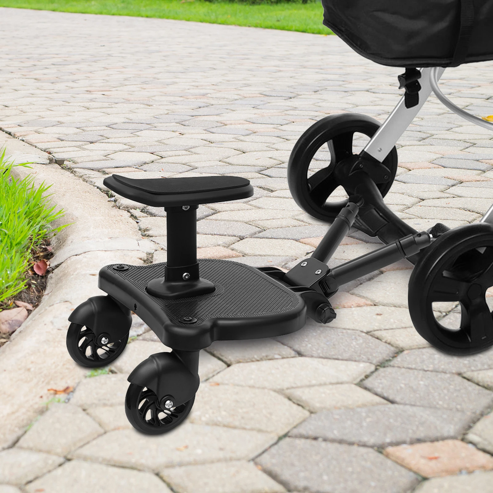 Children Stroller Pedal Adapter Second Child Kids Standing Plate and Seat 25kg Compatible with Most Strollers for 3-7 Years Old
