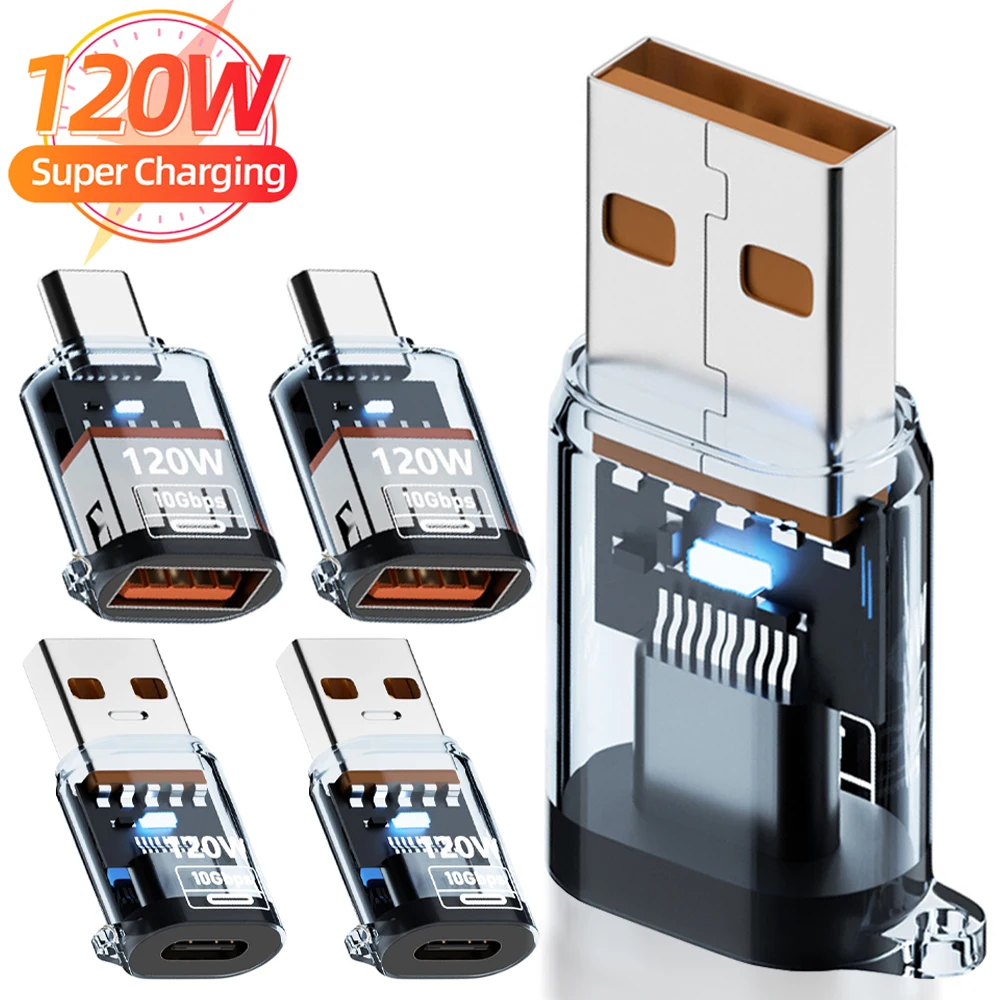 120W Super Fast Charging USB3.2 Connectors USB A To Type C Male To Female Adapters 10Gbps High-speed Data Transfer Converters usb to type c adapter type c adapter