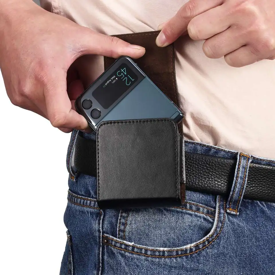 Étui Ceinture En Cuir Véritable Pour Motorola Razr 60 Ultra - Fermeture Magnétique