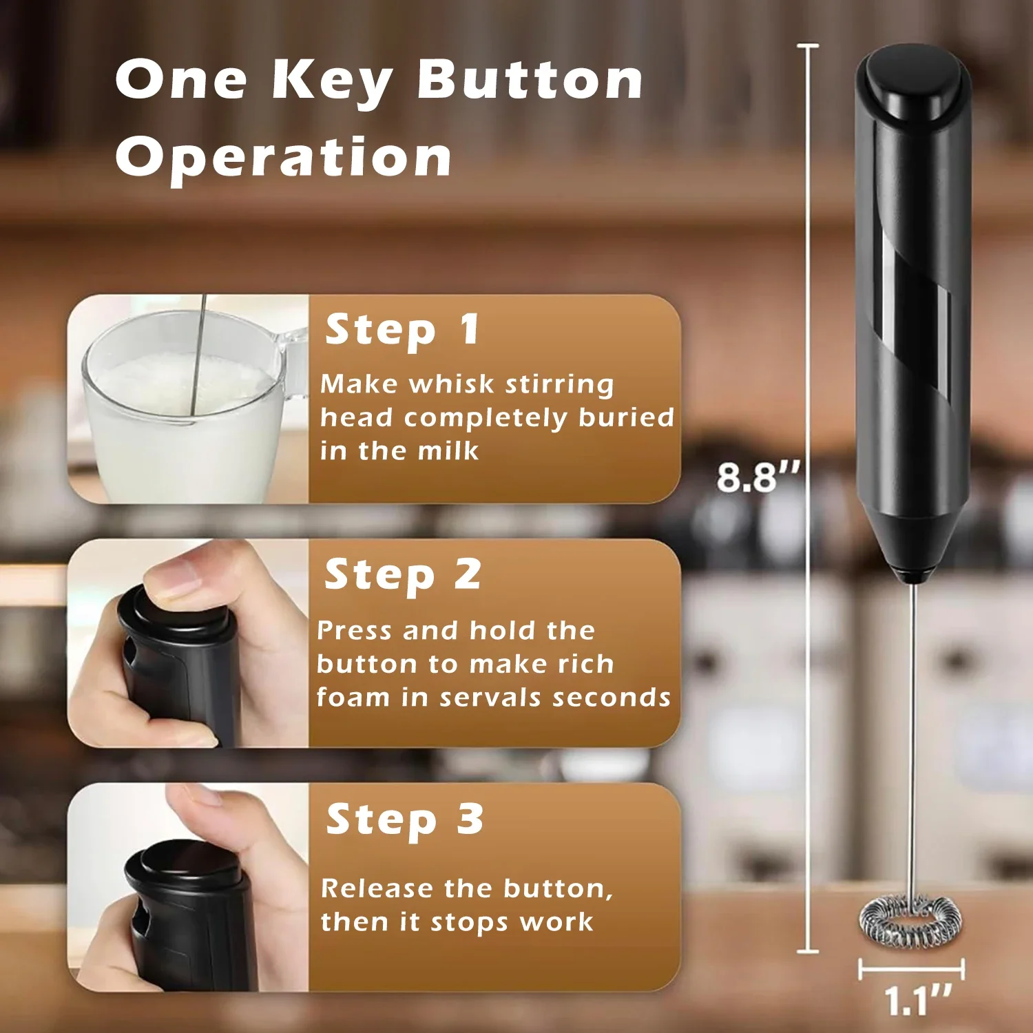 Electric Milk Foamer Coffee Whisk Mixer Mini Frother Handle Stirrer Cappuccino Maker Cooking Tools Blend Egg Beate 3