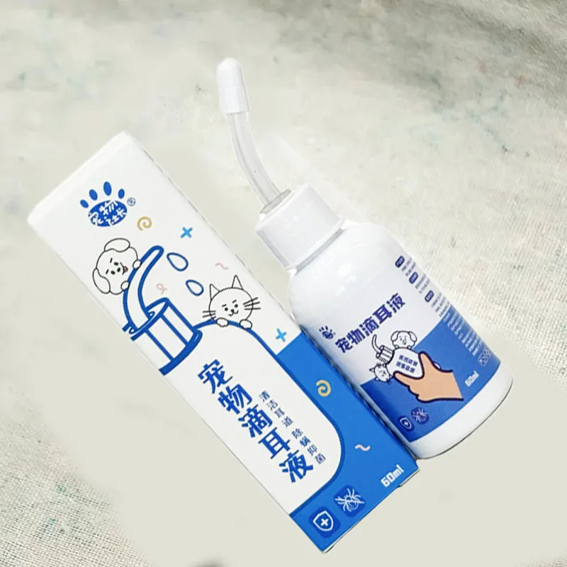 Pet Ear Drops Anti-inflammatory 60ml for Cats and Dogs Clean Ear Mites Earwax