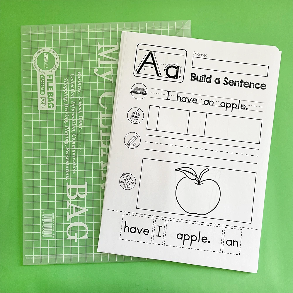 26 Pages Alphabet A-Z Letter Sentence Learning Materials tracing Writing Practice worksheet for Kindergarten Students kid 3