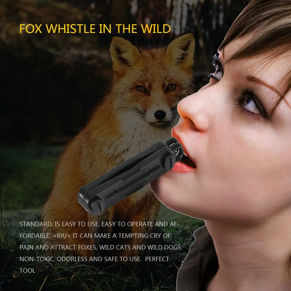 

Black Outdoor Fox Down Fox Blaster Call Whistle Predator Hunting Lamping Calling Rabbit Game Caller Animial