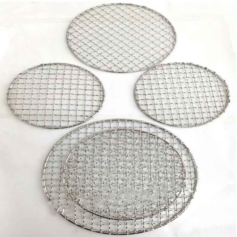 Camping Grill Grate Mesh Pad Multi-sizes Round Grilling Mesh Fire Cooking Outdoor Picnics BBQ Camping Pot Firewood Rack grilling basket