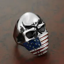 

1pc EDC Skull American Flag Self-defense Single Finger Buckle Ring Ladies Anti-wolf Men's Outdoor Finger Fist Ring Safety Tools