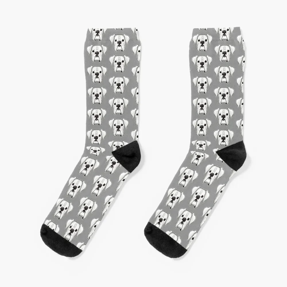 

White Boxer Socks anti slip football cute funny gifts christmass gift Women's Socks Men's
