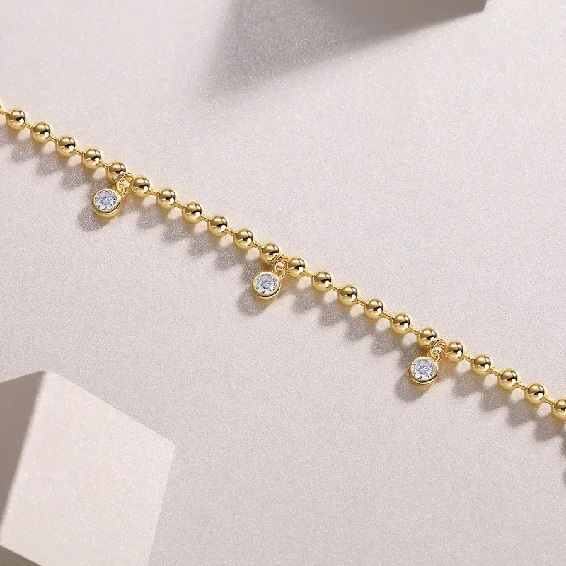 925 Silver Iced Moissanite Bubble Ball Chain Bracelet Fine Jewelry 18K Gold Plated Mosan Diamond Link Bracelets Pass Tester