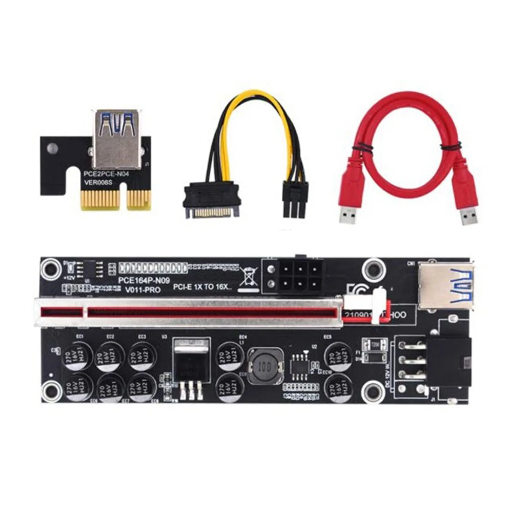 

1 шт. PCIE Riser 011 PRO 10, емкостный 6-контактный супер стабильный PCI Express 16X Райзер, расширитель видеокарты для майнинга биткоинов
