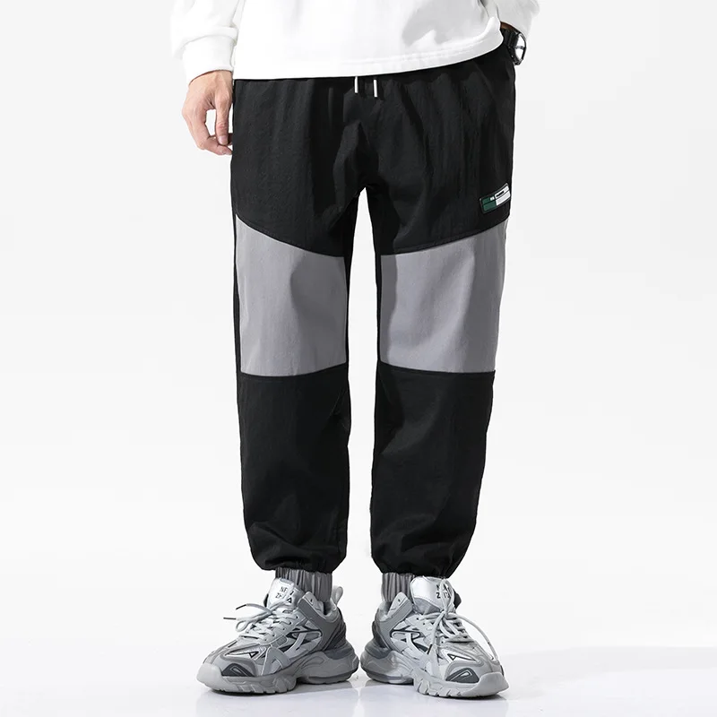 men's casual pants not jeans Being Vigor Ankle Length Patchwork Printed Mens Cargo Pants High Street Hip Hop Loose Jogger Sweat Pant Casual Track Long Pants casual slacks Casual Pants