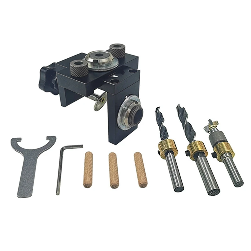 

Woodworking 3-In-1 Punch Locator Furniture Punch Locator Set Without Clamping Table Round Wood Tenon Tool