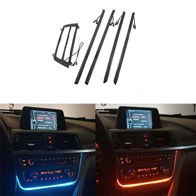 Black Radio Trim Led Ambient Light 2 Colors Tuning Interior Door Ac