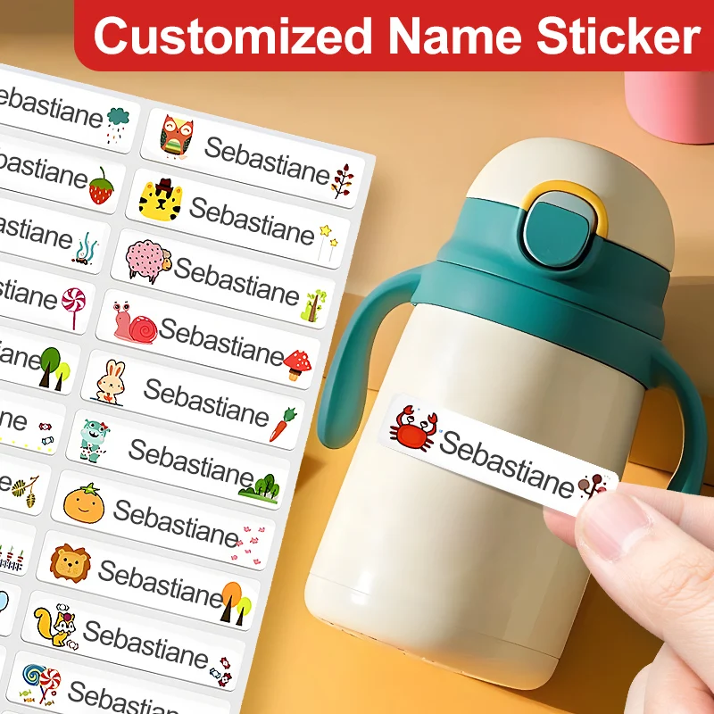 Name Stickers Decorative Stickers Personalized Waterproof Animal Stickers for Kids-Name Labels School Supplies Durable Party Favors & Gifts