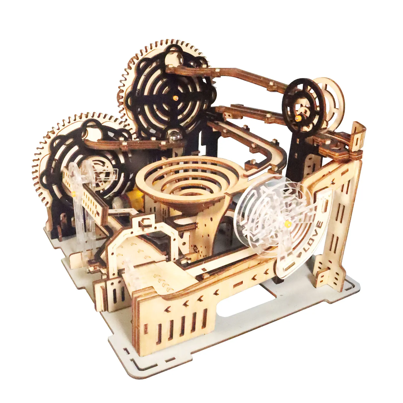 Electric 3D Wooden Puzzles Marble Run Model Kits  Brain Teaser Puzzle DIY handmade Christmas gift(Without battery) 3