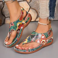 Offre spéciale femmes sandales été couleurs mélangées chaussures De plein air pour les femmes plage décontractée grande taille sandales à talons compensés Sandalias De Mujer 2