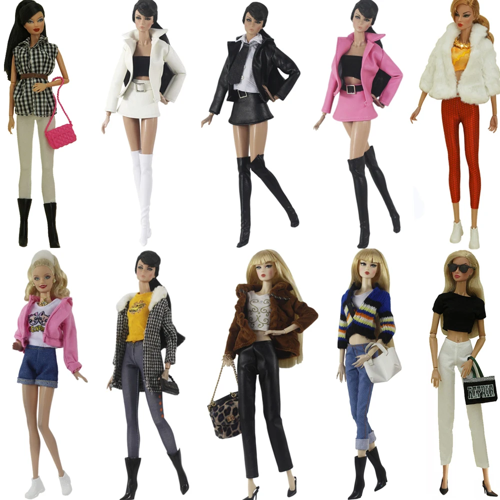 NK1 Set Doll Dress Fashion Uniforms Cool Winter Clothing Super Model Coat  Clothes For Barbie Doll Accessories Girl Gift Toys JJ original hot wheels car barbie extra 1 64 diecast voiture hw screen time tooned 1956 corvette model toys for kid girl gift c4982