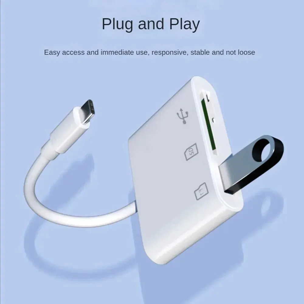 3-in-1 Type C to SD/TF Card Reader OTG Adapter Memory Card Data Transfer For Huawei Samsung Xiaomi MacBook Android Phone Camera