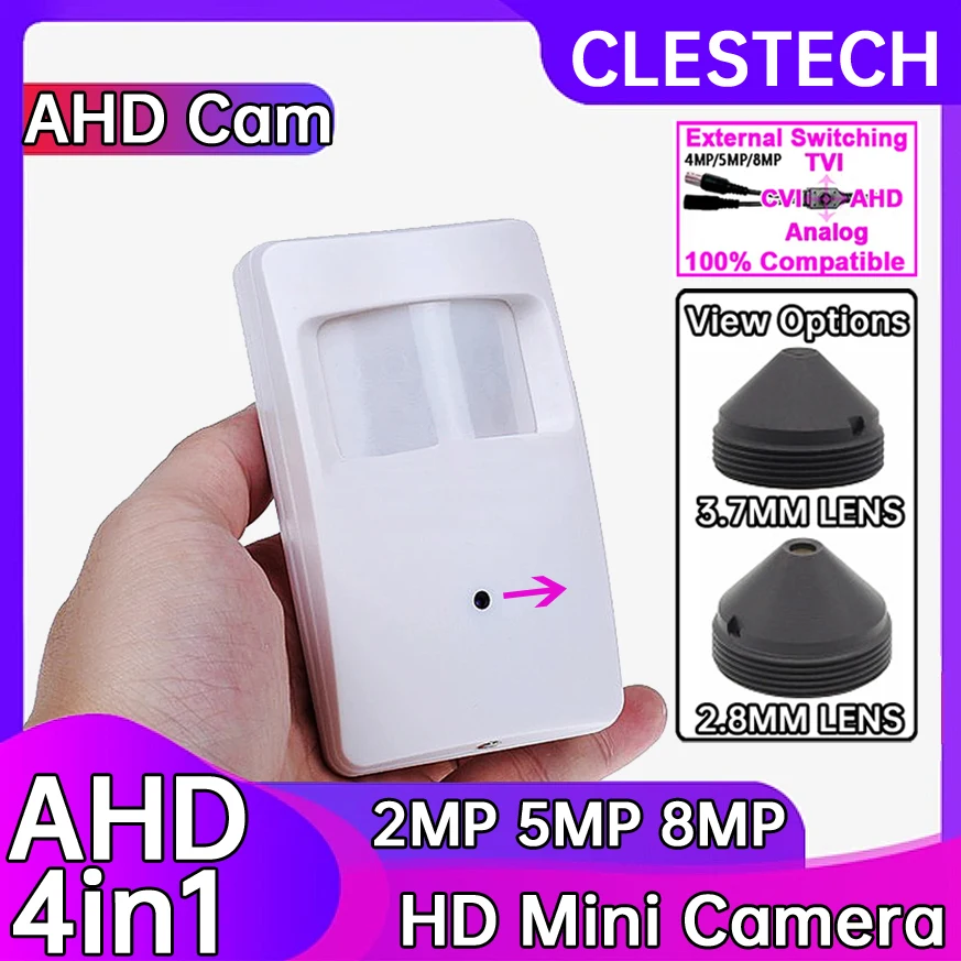 2.8mm 5MP 4MP 2K 콘 렌즈 보안 감시 CCTV 미니 AHD 카메라 동축 디지털 4in1 OSD 모니터링 프로브 특수 은폐
