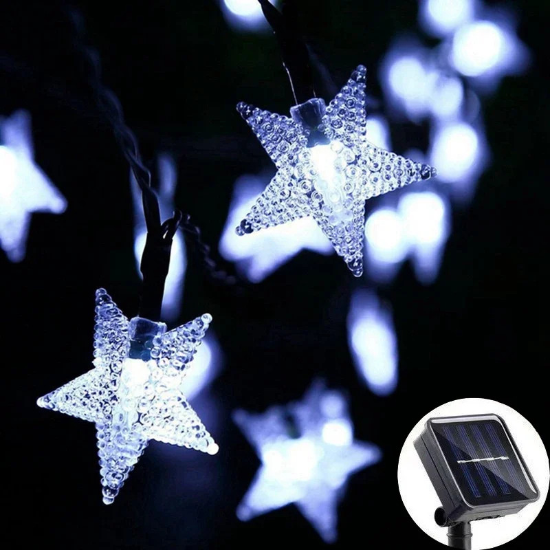 Solar-Powered Waterproof LED Star String Lights