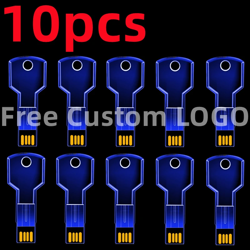 

10PCS/lot Free Custom Studio LOGO Acrylic Transparent Key Color Premium LED Light USB2.0 4GB 64GB Flash Drive Memory U Disk