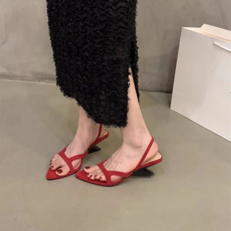 Leopard High Heels Sandals Women Slippers Pointed Toe Summer Shoes Trend Brand Sexy Slingback Designer Woman Pumps Dress