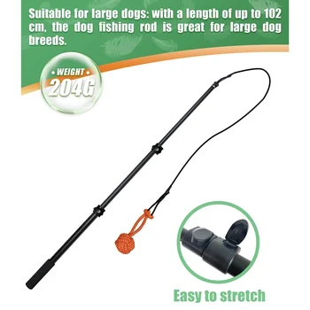 Retractable Pole Dog Chew Toy Pet Black Plush Toys Bite-resistant Flirt Pole for Dogs Teaser Wand with Plush Refill Dog Toy 3