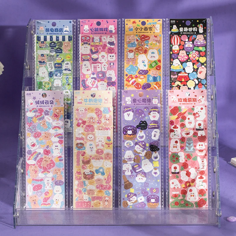 16Pcs/Pack Kawaii Cartoon Rabbit Cat Game Series Decorative Stickers Idol Card Album Scrapbooking Sticker Stationery Suppliers