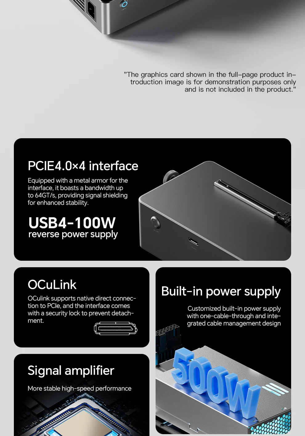 AOOSTAR AG02 外付けeGPUドック電源内蔵 USB4 Oculink Amazon.com: AOOSTAR AG02 EGPU Dock with 800W PSU, OCuLink+
