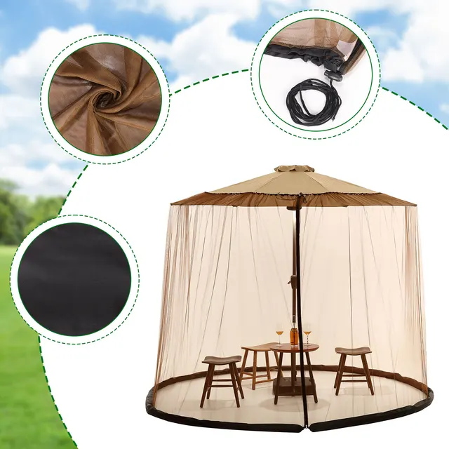 Umbrella Mosquito Netting for Outdoor Garden Patio Umbrellas Adjustable