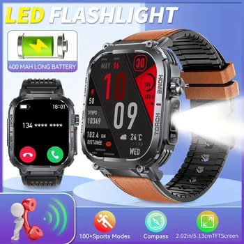 LaNikar 2024 New Smart Watch Men 3ATM Waterproof 2.02" With Compass And LED Flashlight Sports And Fitness Tracking Heart Rate