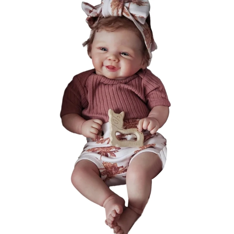 

B2EB Realistic Rebirth Handmade Implanted Hair Simulation Baby Girl Rebirth with Flexibility Limbs for Accompany