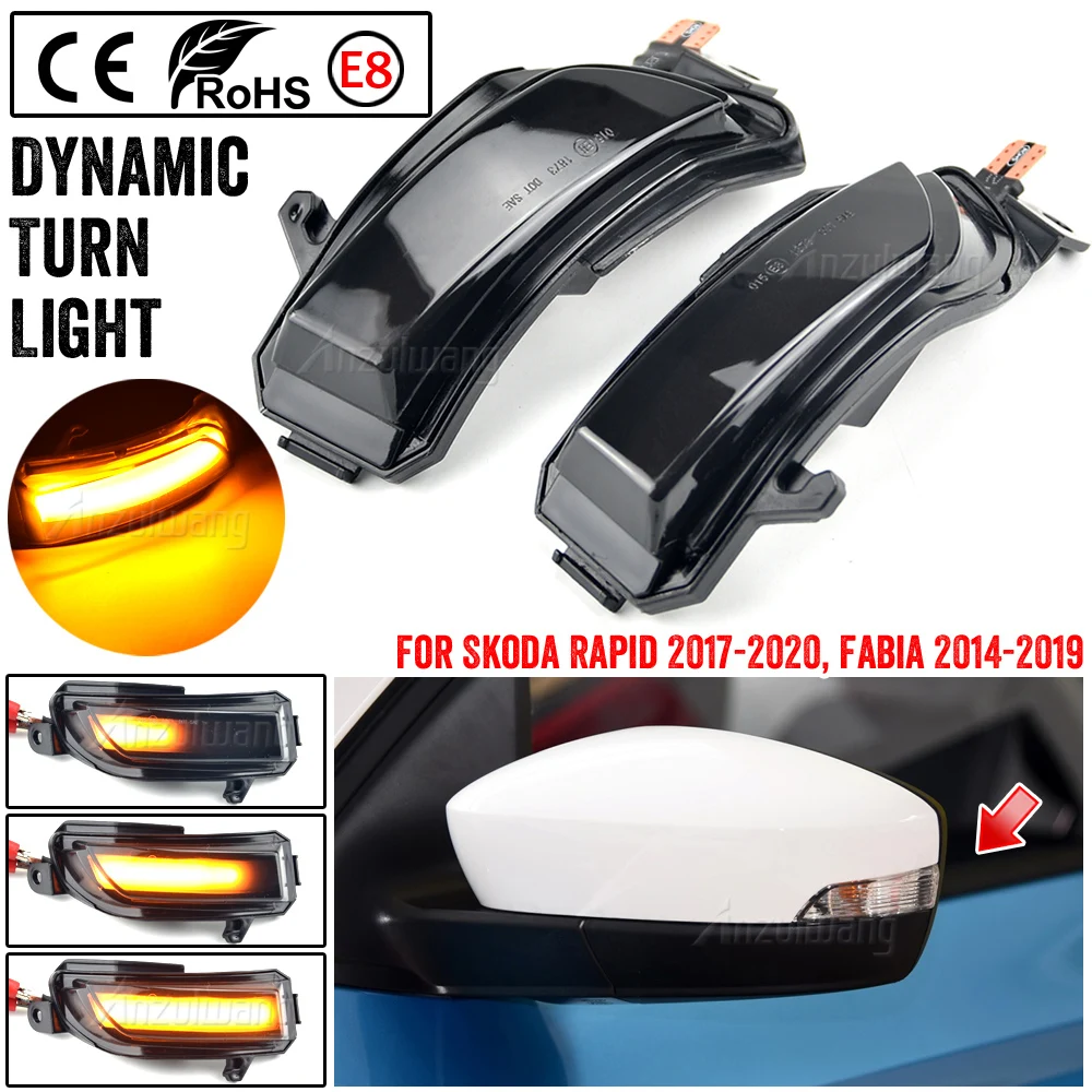 

Side Wing Mirror Indicator Dynamic Turn Signal LED Light For Skoda Fabia 2014 2015 2016 2017 2018 2019 Rapid 2017-2020