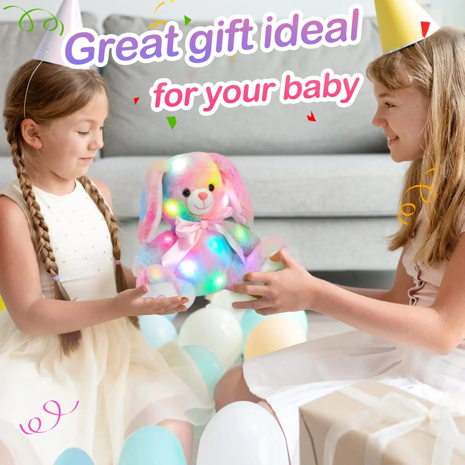 Plush Toy 27cm Musical LED Light Plush Toys Cute Kawaii Pillows Luminous Stuffed Animals Toy Doll Soft for Girls Children Decor Home