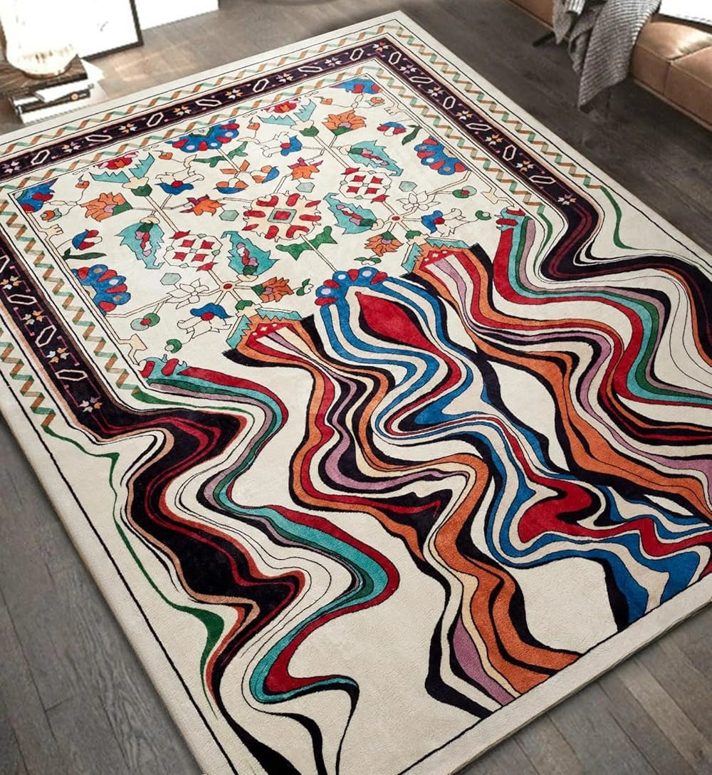 Vintage Wine Red Melting Oriental Carpet for Living Room Bedroom Soft ...