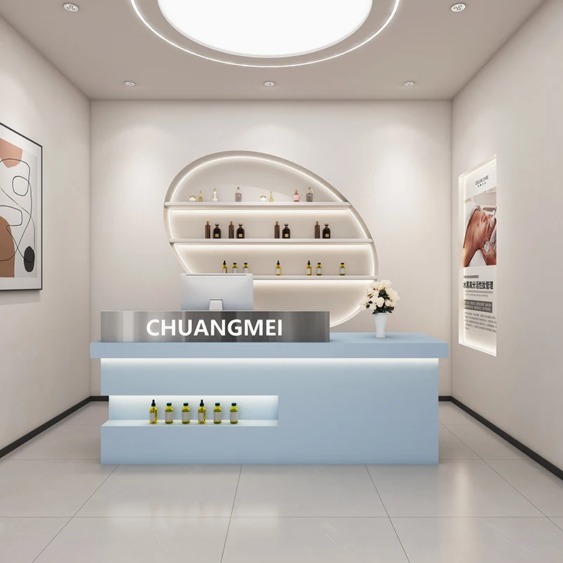 Semplice E Moderno Banco Di Bellezza Banco Reception Negozio In Acciaio Inox Registratore Di Cassa Bancone Bancone Bar Mobili Per Saloni Di Bellezza