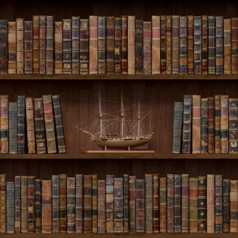 AOFOTO Retro-Bücherregal-Hintergrund 2,1 X 1,5 M – Vintage Holzoptik, Für Fotografie, Videos & Dekoration