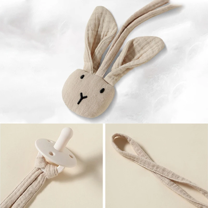 Cotton Rabbit Head Baby Pacifier Clip Chain Pendant Newborn Nipple Holder Clips Baby Stroller Teething Toy Dummy Soother Pendant