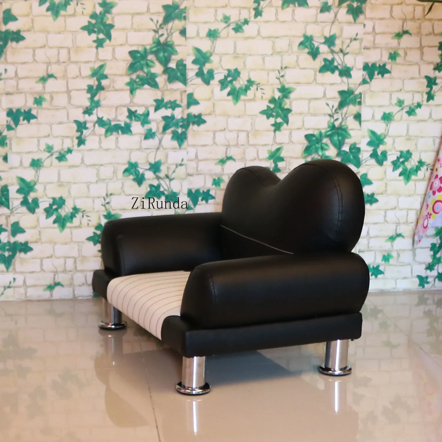Piano children's sofa cartoon leather black and white combination stool cute sofa