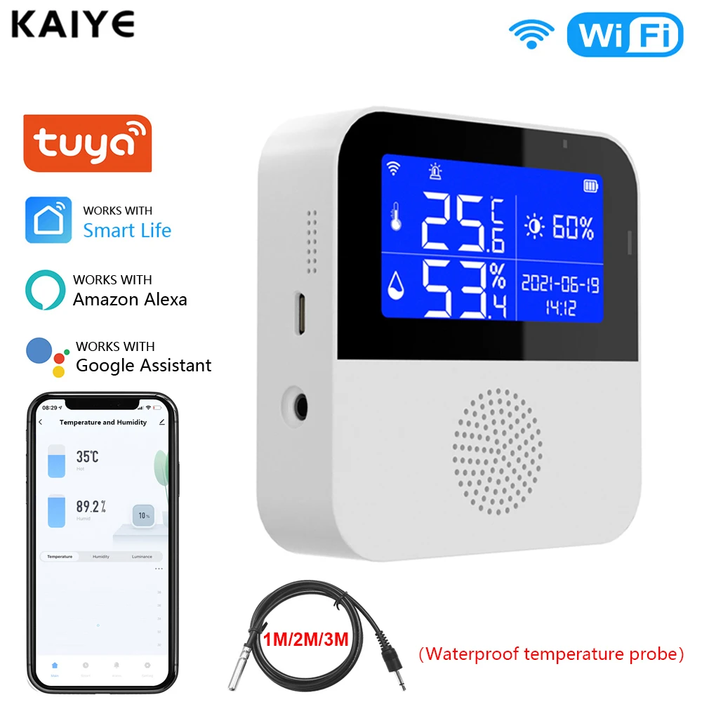 Tuya Smart Home WIFI Temperature Humidity Sensor Alarm Indoor Outdoor