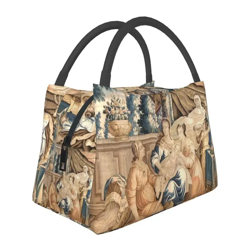 

Aubusson Tapestry 18th Birth Of The Mary Insulated Lunch Bags for Work Office French Floral Portable Cooler Thermal Bento Box