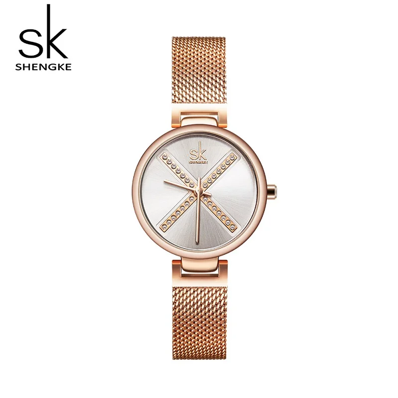 Shengke Creative Hand Woman Watch New Stylish Crystal Dial Bracelet Watches Quartz Clock Watches Zegarek Damski Dropshipping