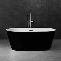 59 inch Acrylic Freestanding Bathtub Contemporary Soaking Tub with Brushed Nickel Overflow and Drain wont discolor over time 1