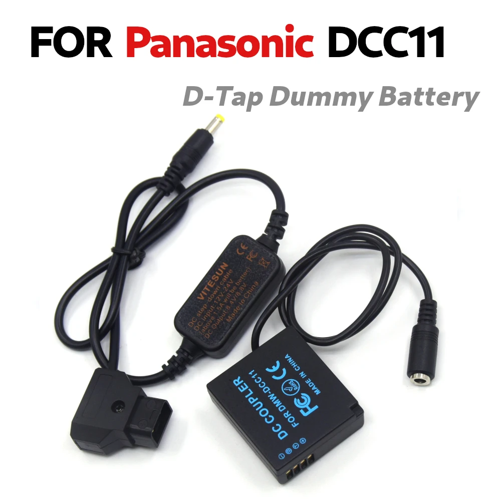 

DCC11 DC Coupler D-TAP Step-Down Power Cable+DMW-BLG10 BLE9 Dummy Battery For lumix GF5 GF6 GX80 GX85 GX7 Mark II ZS60 TZ85