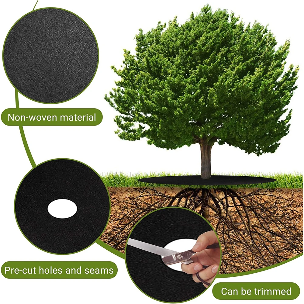 PAIKIUU Baum Mulch Ring 5er Set - Unkrautvlies Für Gartenbäume 42cm