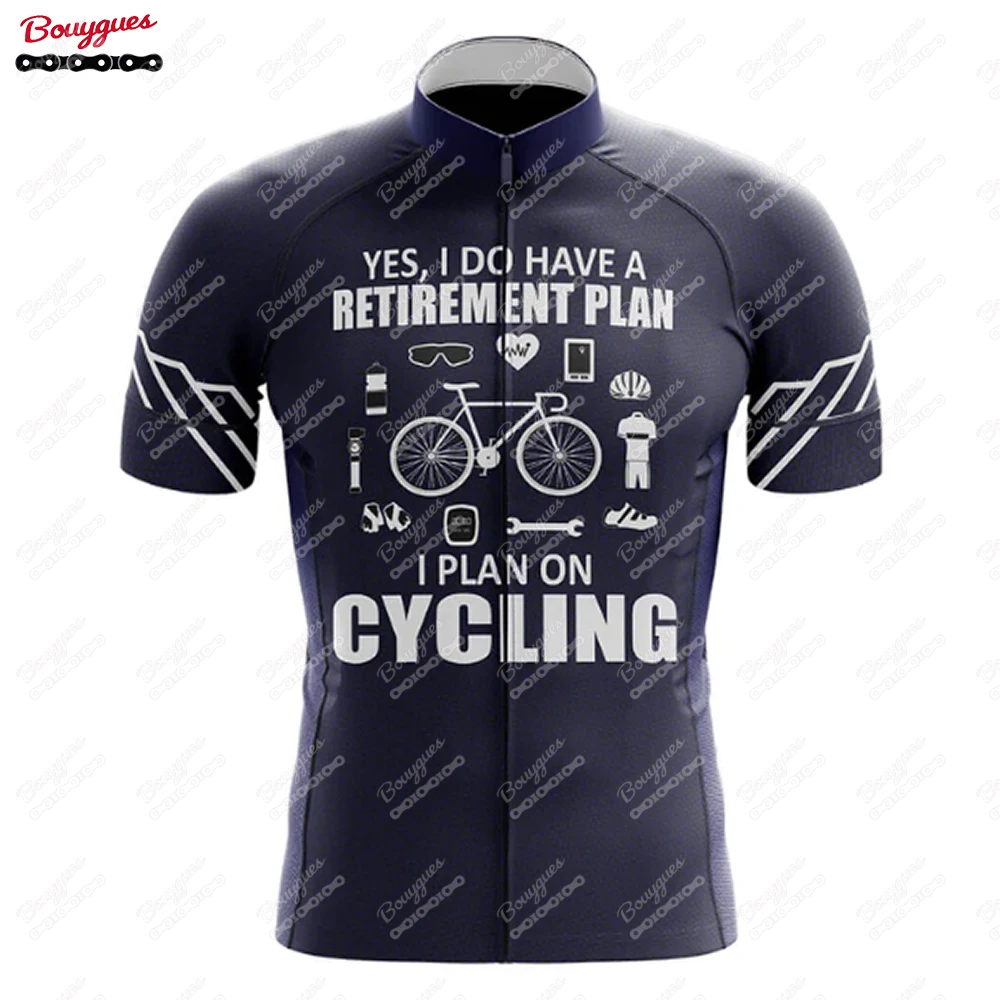 Retirement Plan Cycling Jersey For Men Short Sleeve Reflective MTB Maillot Downhill Pro Team Mountain Bicycle Clothing  Summer 4