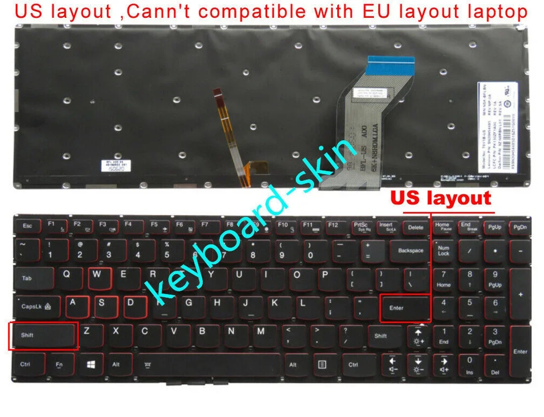 

Новая английская клавиатура с подсветкой без рамки для Lenovo Y700-15,Y700-15ISK,Y700-17,Y700-17ISK, rescuer 15isk,laptop