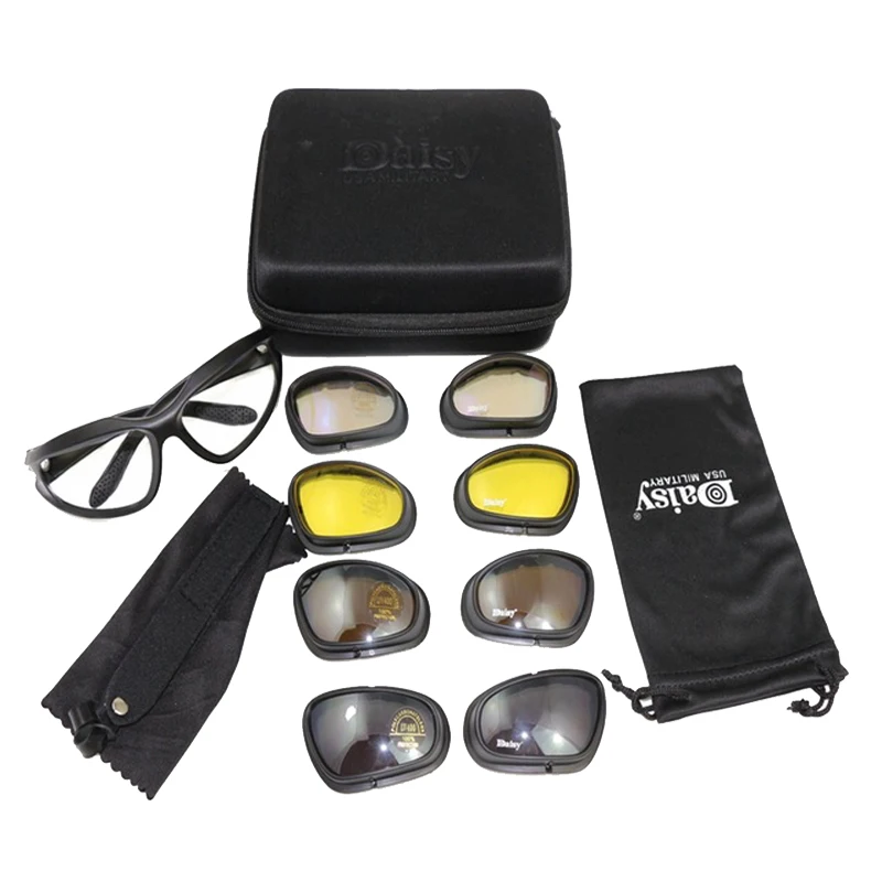 Lunettes Daisy C5/X7 polarisées 4 verres pour airsoft pêche sport - protection tactique complète