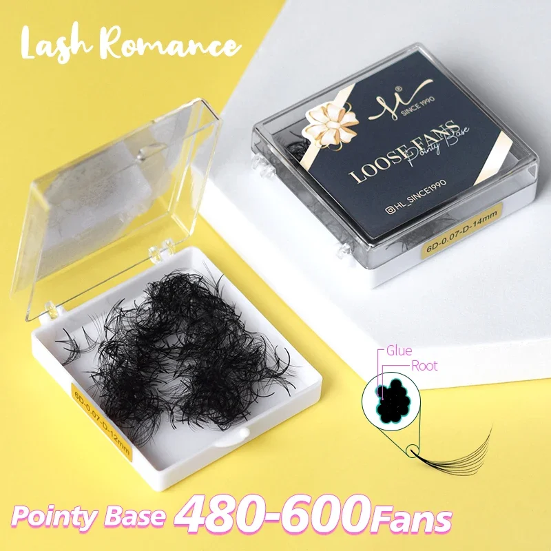 

Lash Romance Premade Fan Lashes Loose Fans Pointy Base Eyelash Extension 6/7/8/9/10/12/14D Thin Pointy Stem Lash Premade Fans