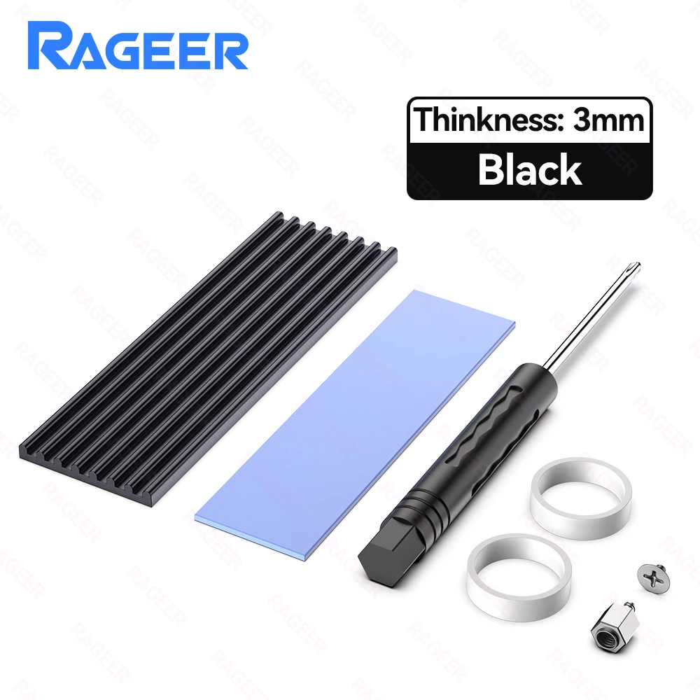 RAGEER M.2 2280 SSD Soğutucu - Ultra İnce Dizüstü Bilgisayarlar, PS5 ve PC Oyunları için 6W/mK Termal Pedli Alüminyum Alaşım, 2280 Uyumlu