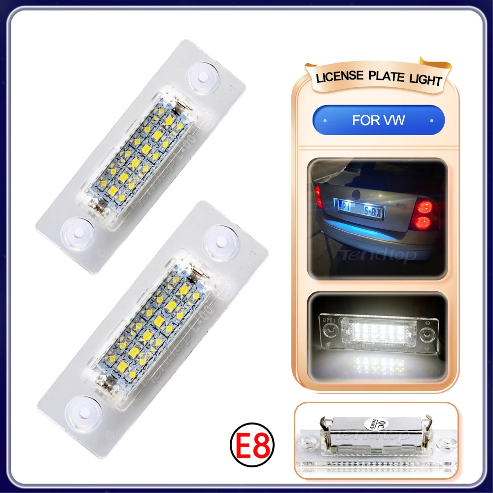 2X LED License Plate Light Rear Number Lamp For VW Golf MK5 Jetta Touran Passat B5.5 B6 Caddy Transporter Skoda Superb MK1 3U B5