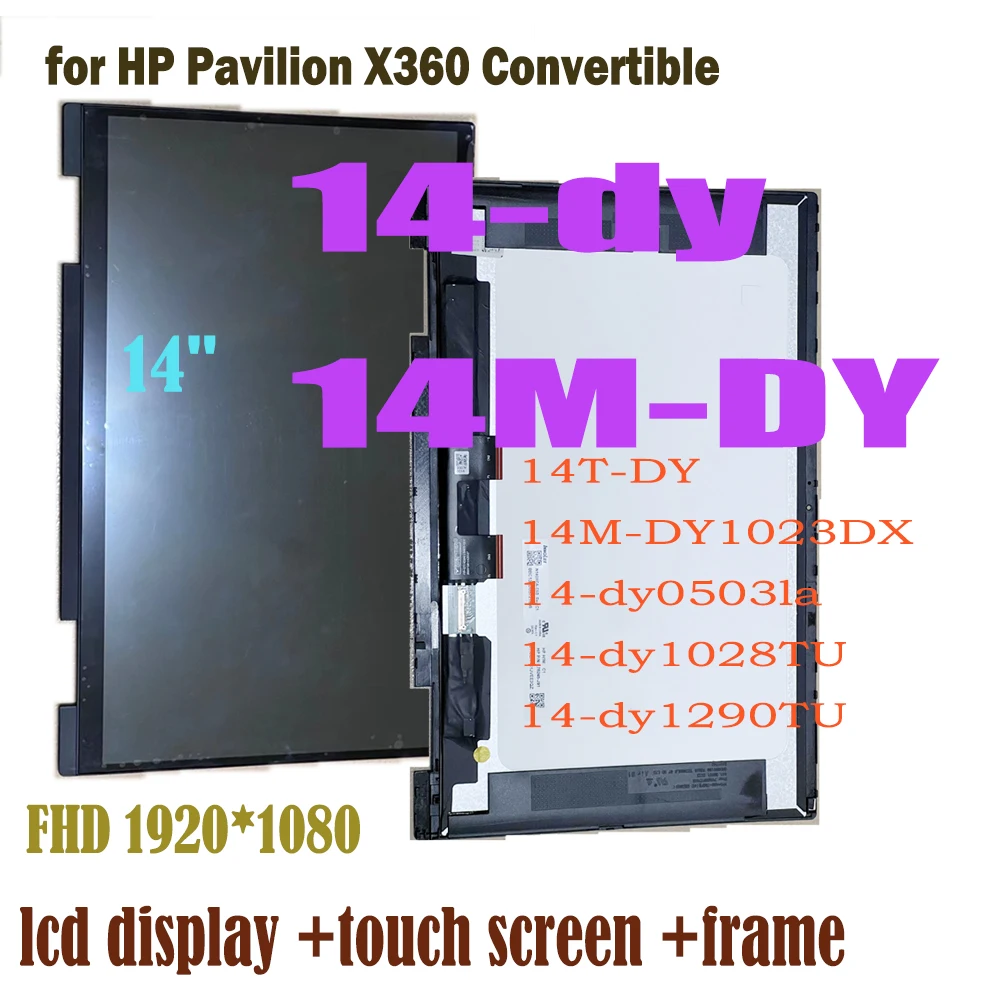 Lcd Fhd Da 14 "Per Hp Pavilion X360 Convertibile 14-Dy 14M-Dy 14T-Dy Display Lcd Muslimex Touch Screen Digitizer Assembly Frame